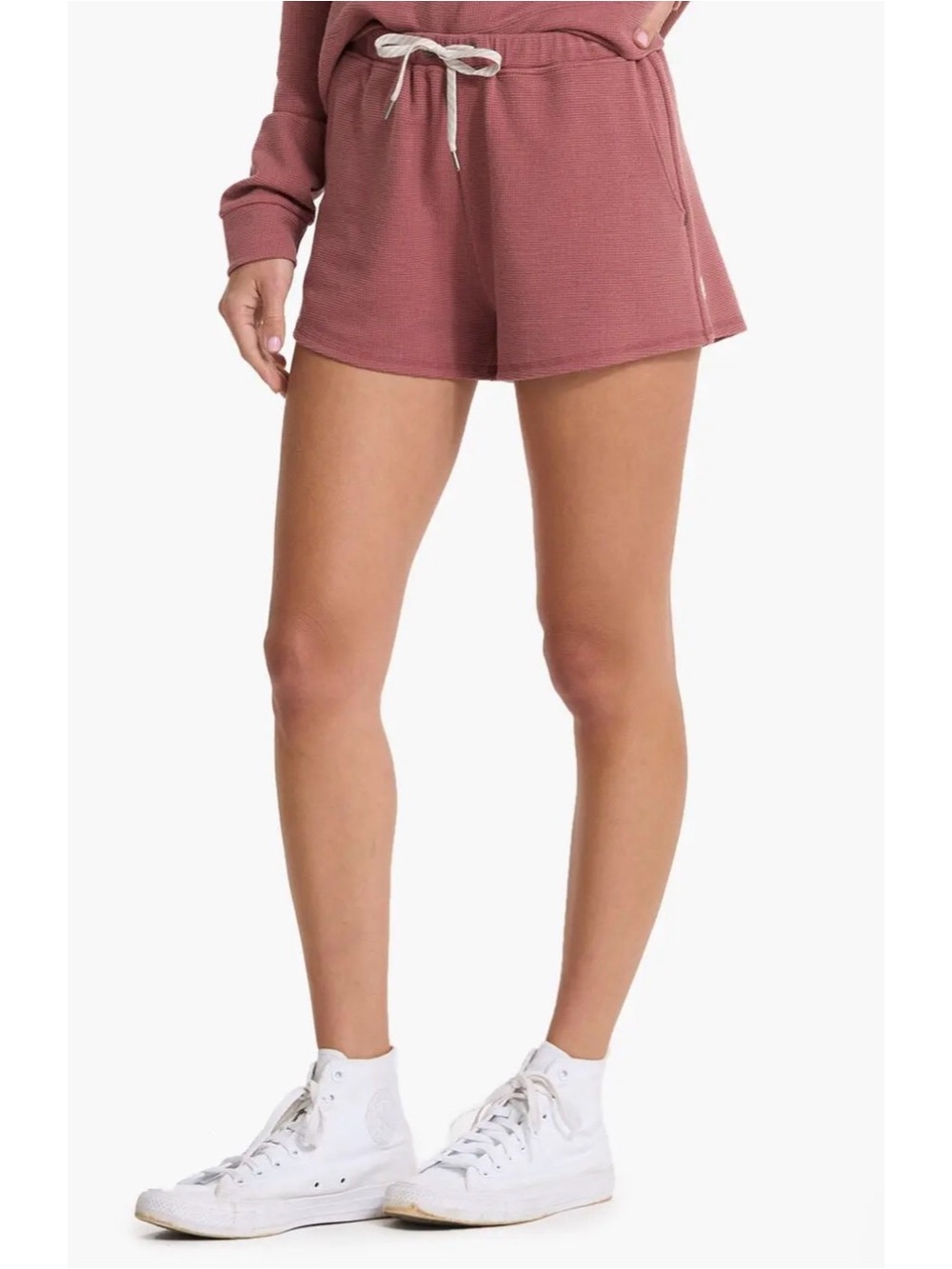 Waffle Drawstring Lounge Shorts - Rose